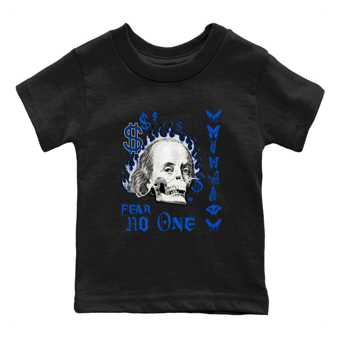 1s Game Royal shirt to match jordans Fear No One sneaker tees Air Jordan 1 Low Game Royal SNRT sneaker release tees baby toddler Black 2 cotton Shirt