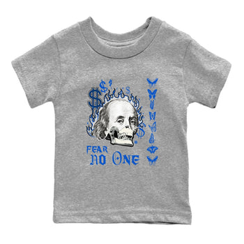 1s Game Royal shirt to match jordans Fear No One sneaker tees Air Jordan 1 Low Game Royal SNRT sneaker release tees baby toddler Heather Grey 2 cotton Shirt