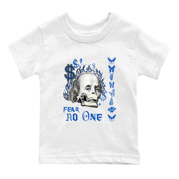 1s Game Royal shirt to match jordans Fear No One sneaker tees Air Jordan 1 Low Game Royal SNRT sneaker release tees baby toddler White 2 cotton Shirt