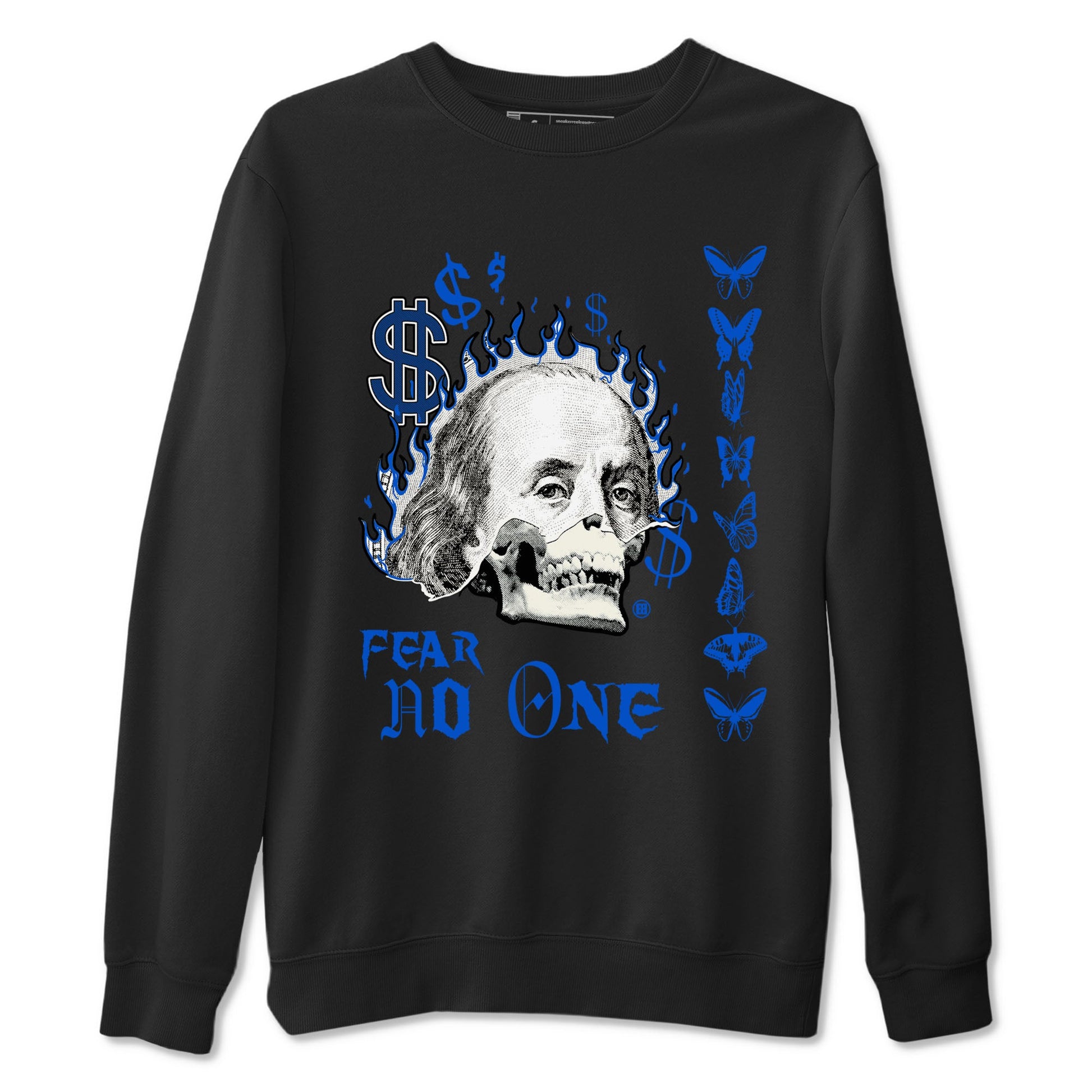 1s Game Royal shirt to match jordans Fear No One sneaker tees Air Jordan 1 Low Game Royal SNRT Sneaker Release Tees unisex cotton Black 2 crew neck shirt