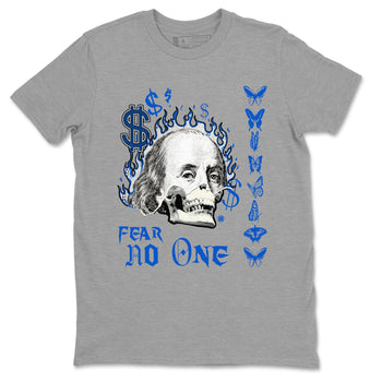 1s Game Royal shirt to match jordans Fear No One sneaker tees Air Jordan 1 Low Game Royal SNRT Sneaker Release Tees unisex cotton Heather Grey 2 crew neck shirt