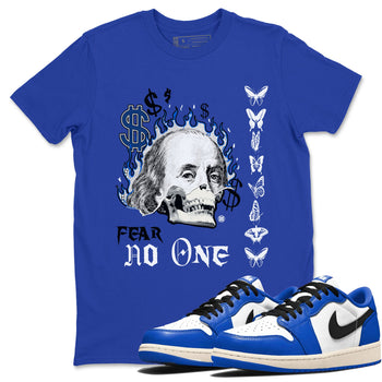 1s Game Royal shirt to match jordans Fear No One sneaker tees Air Jordan 1 Low Game Royal SNRT Sneaker Release Tees unisex cotton Royal Blue 1 crew neck shirt