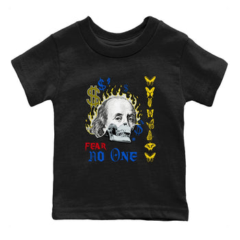 Air Jordan 1 Travis Scott Canary shirt to match jordans Fear No One sneaker tees Air Jordan 1 Low x Travis Scott x Canary SNRT sneaker release tees baby toddler Black 2 cotton Shirt