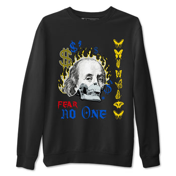 Air Jordan 1 Travis Scott Canary shirt to match jordans Fear No One sneaker tees Air Jordan 1 Low x Travis Scott x Canary SNRT Sneaker Release Tees unisex cotton Black 2 crew neck shirt