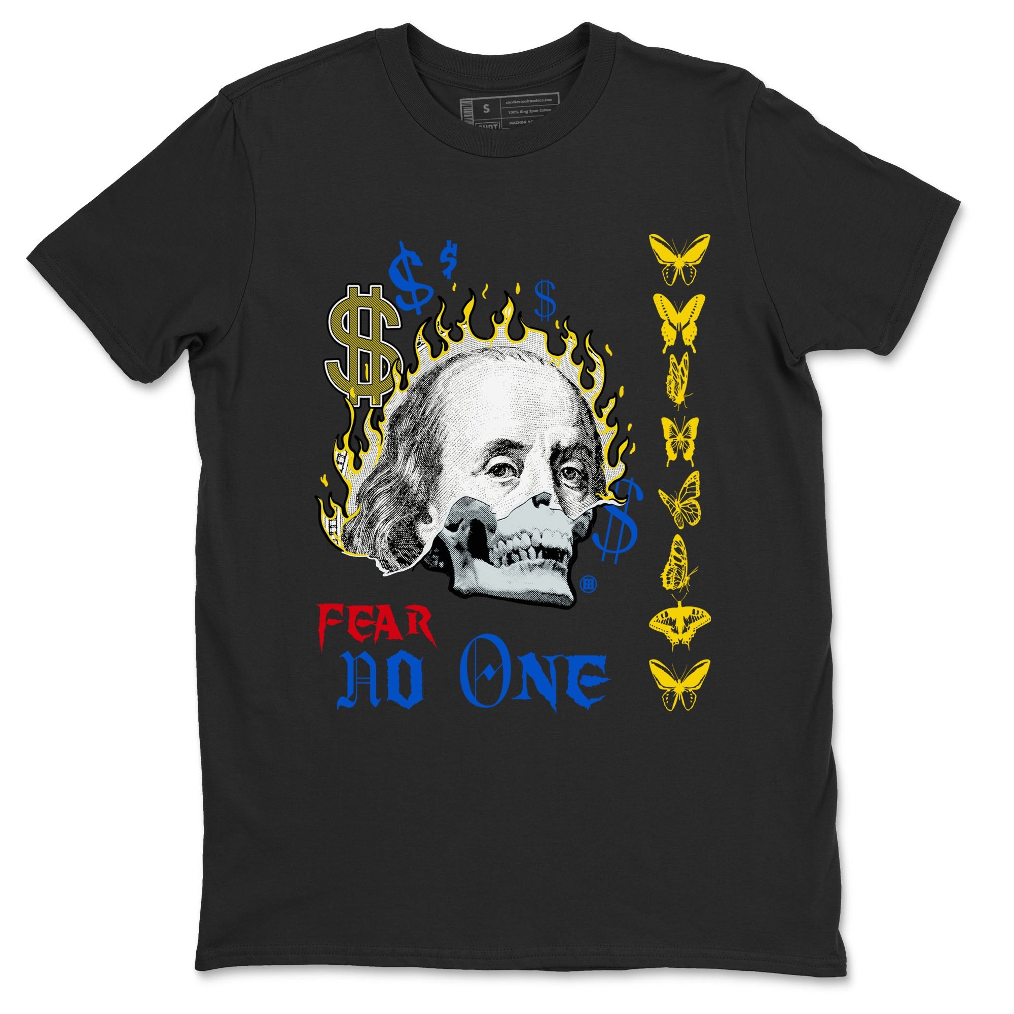 Air Jordan 1 Travis Scott Canary shirt to match jordans Fear No One sneaker tees Air Jordan 1 Low x Travis Scott x Canary SNRT Sneaker Release Tees unisex cotton Black 2 crew neck shirt
