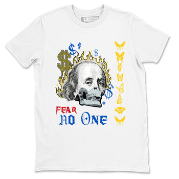 Air Jordan 1 Travis Scott Canary shirt to match jordans Fear No One sneaker tees Air Jordan 1 Low x Travis Scott x Canary SNRT Sneaker Release Tees unisex cotton White 2 crew neck shirt