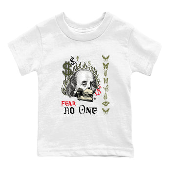 Air Jordan 1 Low Travis Scott x Medium Olive shirts to match jordans Fear No One sneaker match tees Air Jordan 1 Travis Scott Medium Olive SNRT Sneaker Release Tees Youth Baby White 2 crew neck shirts