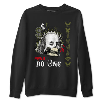 Air Jordan 1 Low Travis Scott x Medium Olive shirts to match jordans Fear No One sneaker match tees Air Jordan 1 Travis Scott Medium Olive SNRT Sneaker Release Tees unisex cotton Black 2 crew neck shirts