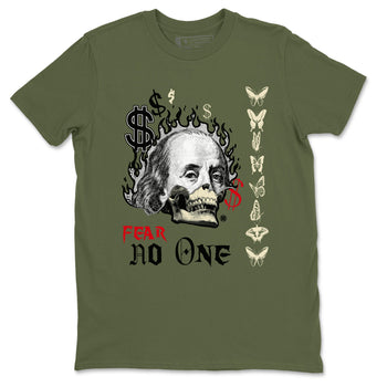 Air Jordan 1 Low Travis Scott x Medium Olive shirts to match jordans Fear No One sneaker match tees Air Jordan 1 Travis Scott Medium Olive SNRT Sneaker Release Tees unisex cotton Military Green 2 crew neck shirts