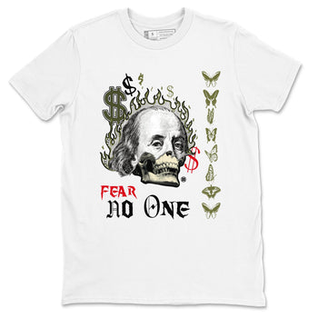 Air Jordan 1 Low Travis Scott x Medium Olive shirts to match jordans Fear No One sneaker match tees Air Jordan 1 Travis Scott Medium Olive SNRT Sneaker Release Tees unisex cotton White 2 crew neck shirts