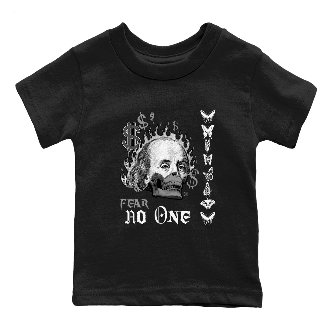 AJ1 Wolf Grey shirts to match jordans Fear No One sneaker match tees Air Jordan 1 Wolf Grey SNRT Sneaker Tees streetwear brand Baby and Youth Black 2 cotton tee
