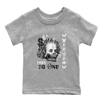 AJ1 Wolf Grey shirts to match jordans Fear No One sneaker match tees Air Jordan 1 Wolf Grey SNRT Sneaker Tees streetwear brand Baby and Youth Heather Grey 2 cotton tee