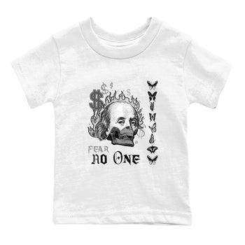 AJ1 Wolf Grey shirts to match jordans Fear No One sneaker match tees Air Jordan 1 Wolf Grey SNRT Sneaker Tees streetwear brand Baby and Youth White 2 cotton tee