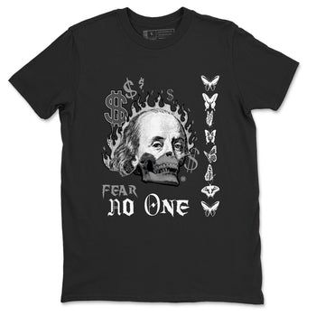 AJ1 Wolf Grey shirts to match jordans Fear No One sneaker match tees Air Jordan 1 Wolf Grey SNRT Sneaker Tees streetwear brand Black 2 unisex cotton tee