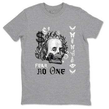 AJ1 Wolf Grey shirts to match jordans Fear No One sneaker match tees Air Jordan 1 Wolf Grey SNRT Sneaker Tees streetwear brand Heather Grey 2 unisex cotton tee