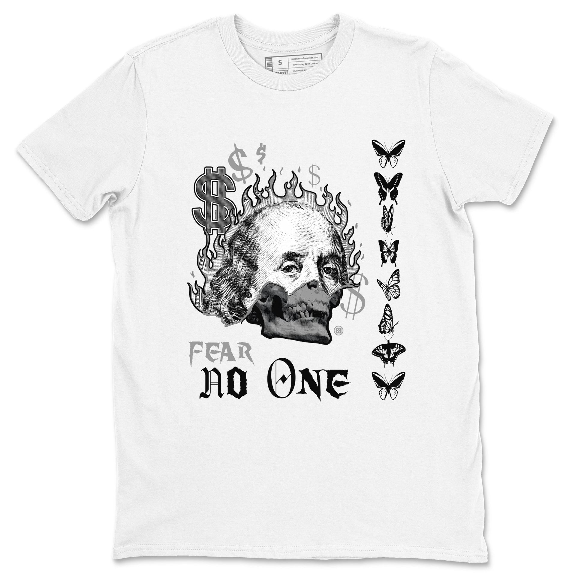 AJ1 Wolf Grey shirts to match jordans Fear No One sneaker match tees Air Jordan 1 Wolf Grey SNRT Sneaker Tees streetwear brand White 2 unisex cotton tee