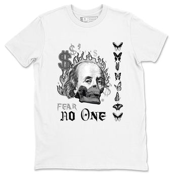 AJ1 Wolf Grey shirts to match jordans Fear No One sneaker match tees Air Jordan 1 Wolf Grey SNRT Sneaker Tees streetwear brand White 2 unisex cotton tee