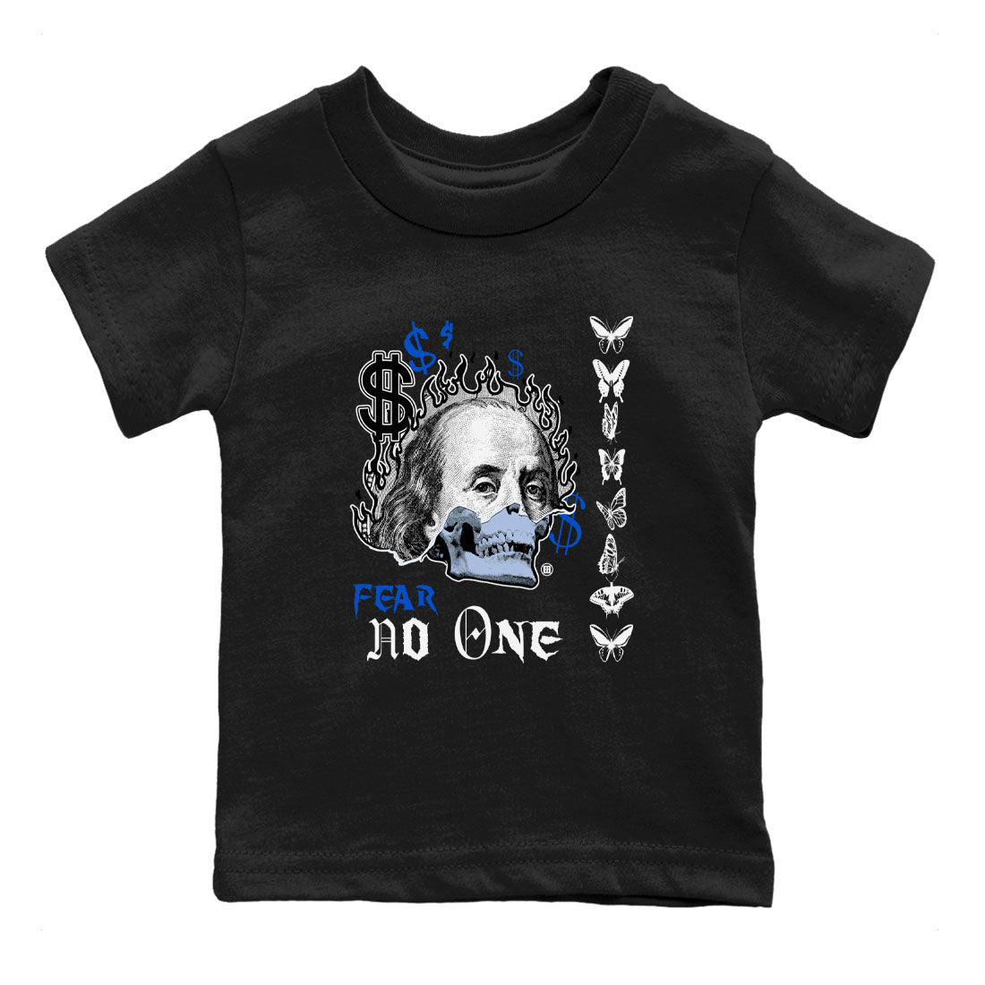 Air Jordan 11 Space shirt to match jordans Fear No One sneaker tees 11s Black and Varsity Royal SNRT sneaker release tees baby toddler Black 2 cotton Shirt