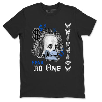 Air Jordan 11 Space shirt to match jordans Fear No One sneaker tees 11s Black and Varsity Royal SNRT sneaker Release Tees unisex cotton Black 2 crew neck shirt