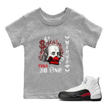 12s Taxi Flip shirt to match jordans Fear No One sneaker tees Air Jordan 12 Taxi Flip SNRT sneaker release tees baby toddler Heather Grey 1 cotton Shirt