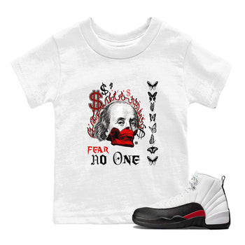 12s Taxi Flip shirt to match jordans Fear No One sneaker tees Air Jordan 12 Taxi Flip SNRT sneaker release tees baby toddler White 1 cotton Shirt