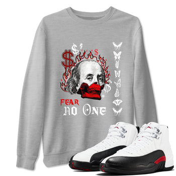 12s Taxi Flip shirt to match jordans Fear No One sneaker tees Air Jordan 12 Taxi Flip SNRT Sneaker Release Tees unisex cotton Heather Grey 1 crew neck shirt