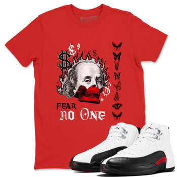 12s Taxi Flip shirt to match jordans Fear No One sneaker tees Air Jordan 12 Taxi Flip SNRT Sneaker Release Tees unisex cotton Red 1 crew neck shirt