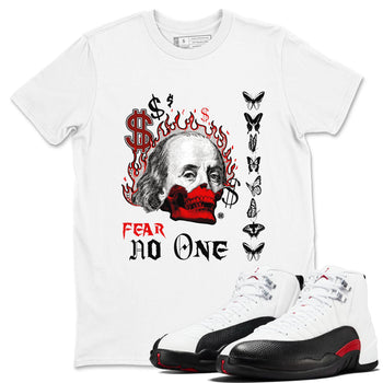 12s Taxi Flip shirt to match jordans Fear No One sneaker tees Air Jordan 12 Taxi Flip SNRT Sneaker Release Tees unisex cotton White 1 crew neck shirt
