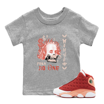 13s Dune Red shirts to match jordans Fear No One sneaker match tees Air Jordan 13 Dune Red SNRT Sneaker Tees streetwear brand Baby and Youth Heather Grey 1 cotton tee