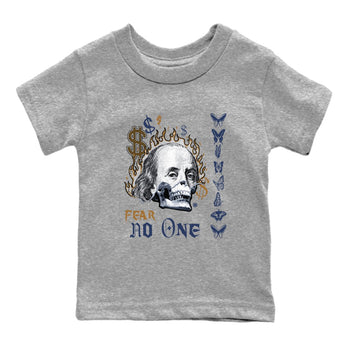 13s Midnight Navy shirts to match jordans Fear No One sneaker match tees Air Jordan 13 Midnight Navy SNRT Sneaker Release Tees Youth Baby Heather Grey 2 crew neck shirts