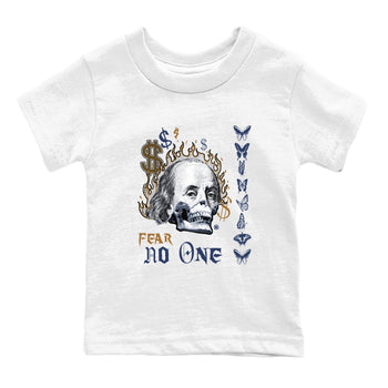13s Midnight Navy shirts to match jordans Fear No One sneaker match tees Air Jordan 13 Midnight Navy SNRT Sneaker Release Tees Youth Baby White 2 crew neck shirts