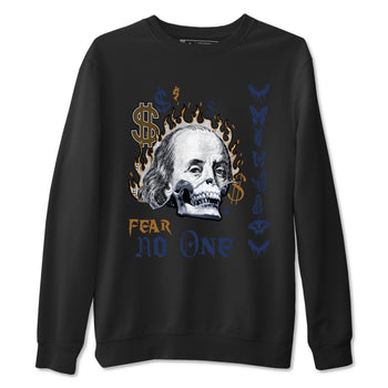 13s Midnight Navy shirts to match jordans Fear No One sneaker match tees Air Jordan 13 Midnight Navy SNRT Sneaker Release Tees unisex cotton Black 2 crew neck shirts