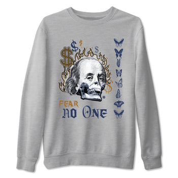 13s Midnight Navy shirts to match jordans Fear No One sneaker match tees Air Jordan 13 Midnight Navy SNRT Sneaker Release Tees unisex cotton Heather Grey 2 crew neck shirts