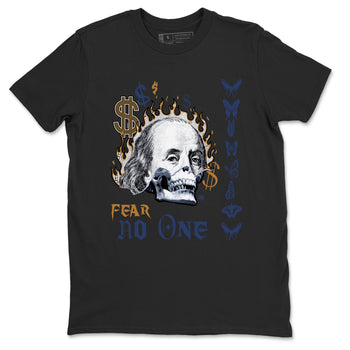 13s Midnight Navy shirts to match jordans Fear No One sneaker match tees Air Jordan 13 Midnight Navy SNRT Sneaker Release Tees unisex cotton Black 2 crew neck shirts
