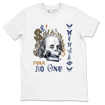 13s Midnight Navy shirts to match jordans Fear No One sneaker match tees Air Jordan 13 Midnight Navy SNRT Sneaker Release Tees unisex cotton White 2 crew neck shirts