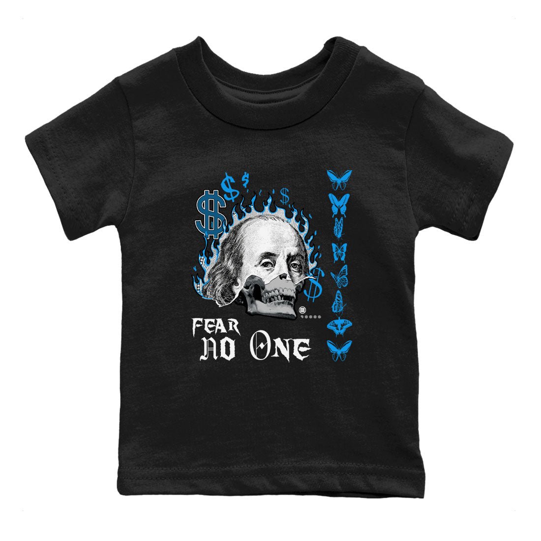 AJ4 Military Blue shirt to match jordans Fear No One sneaker tees Air Jordan 4 Military Blue SNRT sneaker release tees baby toddler Black 2 cotton Shirt
