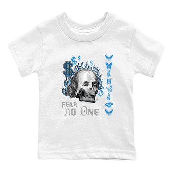 AJ4 Military Blue shirt to match jordans Fear No One sneaker tees Air Jordan 4 Military Blue SNRT sneaker release tees baby toddler White 2 cotton Shirt