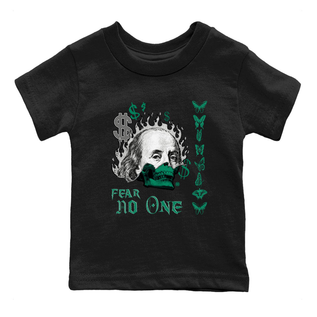 4s Oxidized Green shirts to match jordans Fear No One sneaker match tees Air Jordan 4 Oxidized Green SNRT Sneaker Tees streetwear brand Baby and Youth Black 2 cotton tee