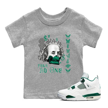 4s Oxidized Green shirts to match jordans Fear No One sneaker match tees Air Jordan 4 Oxidized Green SNRT Sneaker Tees streetwear brand Baby and Youth Heather Grey 1 cotton tee