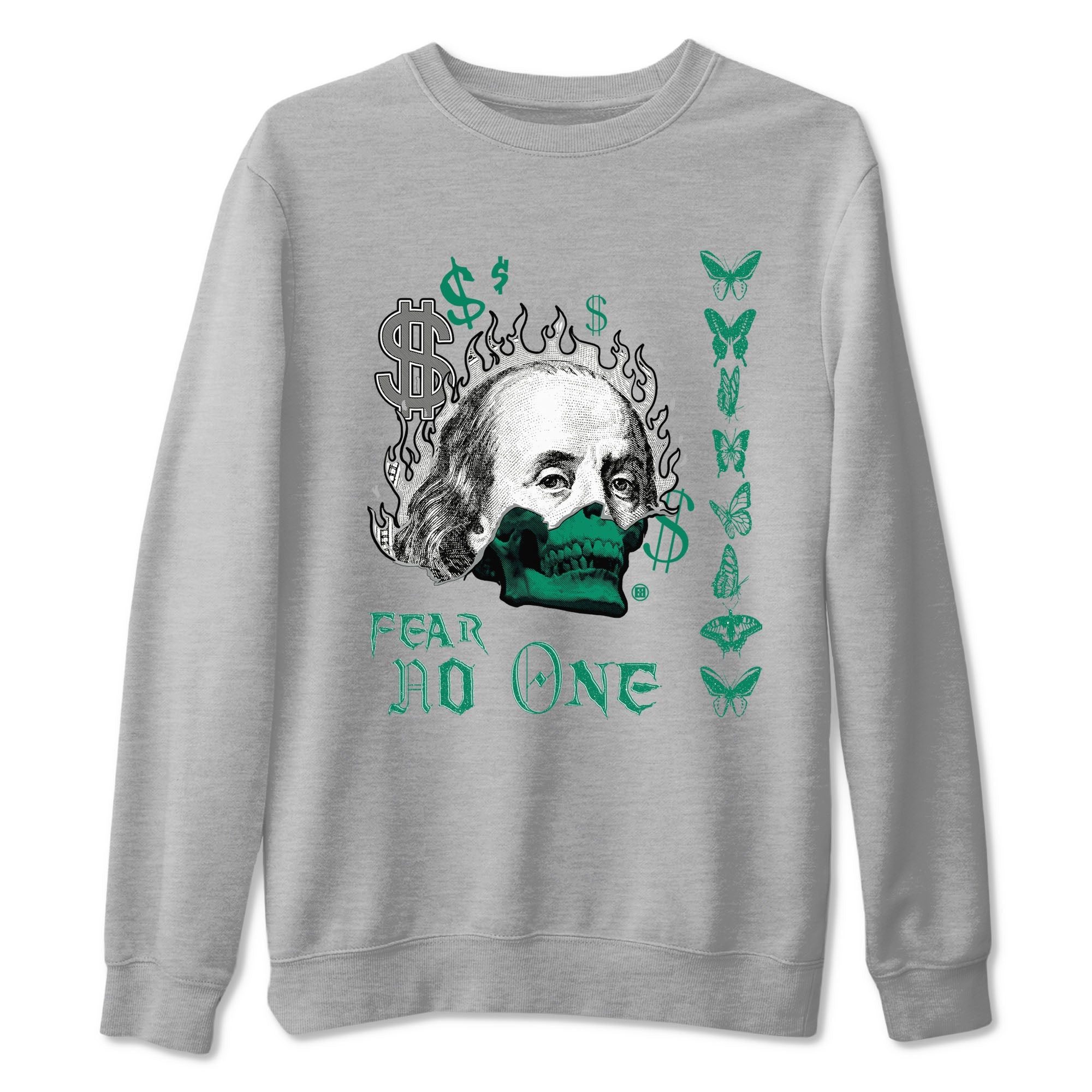 4s Oxidized Green shirts to match jordans Fear No One sneaker match tees Air Jordan 4 Oxidized Green SNRT Sneaker Tees streetwear brand Heather Grey 2 unisex cotton tee