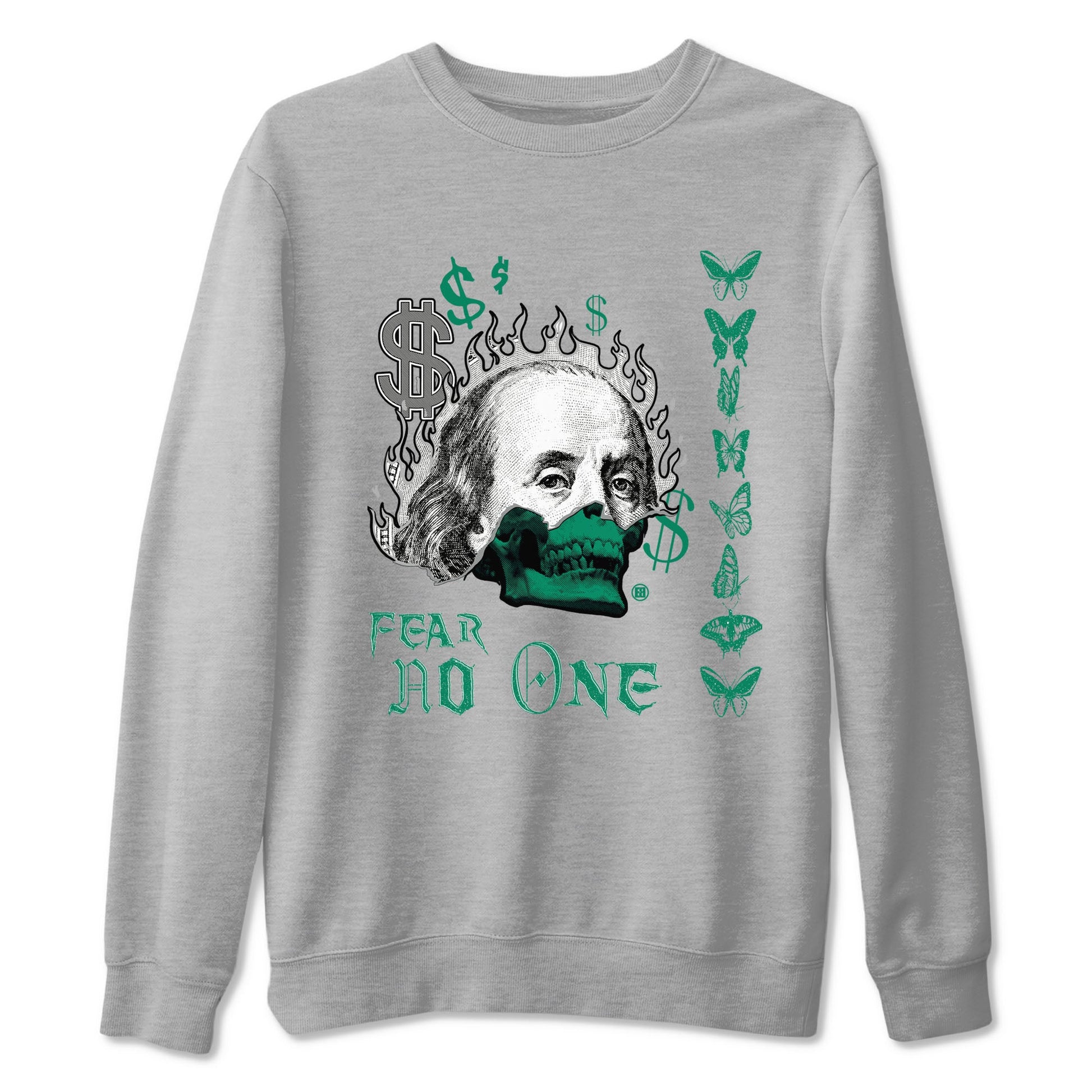 4s Oxidized Green shirts to match jordans Fear No One sneaker match tees Air Jordan 4 Oxidized Green SNRT Sneaker Tees streetwear brand Heather Grey 2 unisex cotton tee