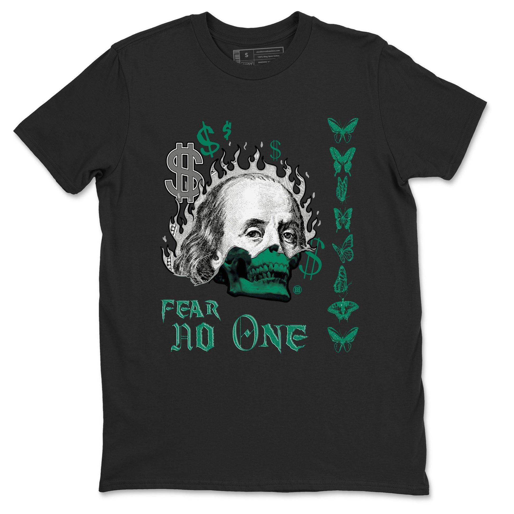 4s Oxidized Green shirts to match jordans Fear No One sneaker match tees Air Jordan 4 Oxidized Green SNRT Sneaker Tees streetwear brand Black 2 unisex cotton tee