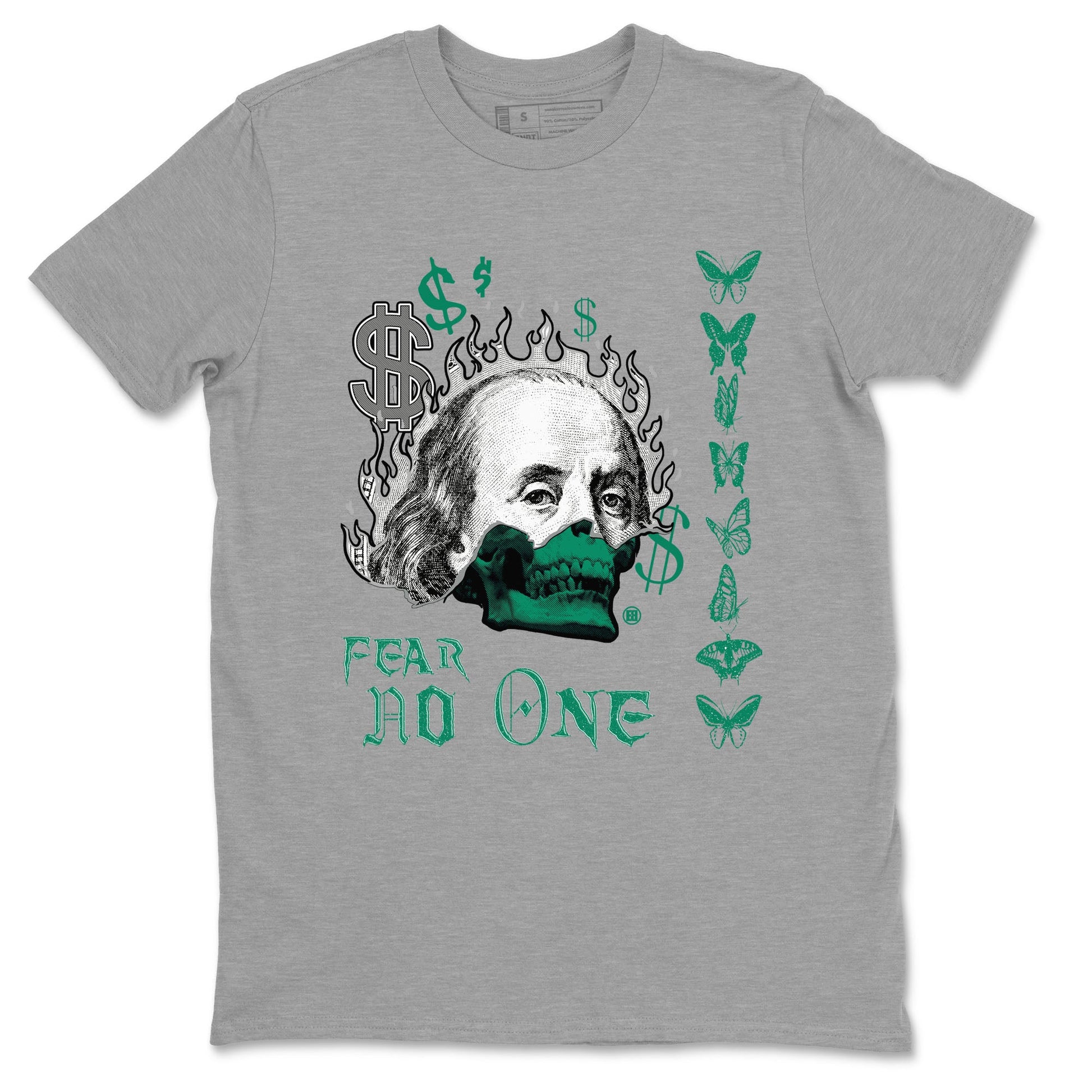 4s Oxidized Green shirts to match jordans Fear No One sneaker match tees Air Jordan 4 Oxidized Green SNRT Sneaker Tees streetwear brand Heather Grey 2 unisex cotton tee