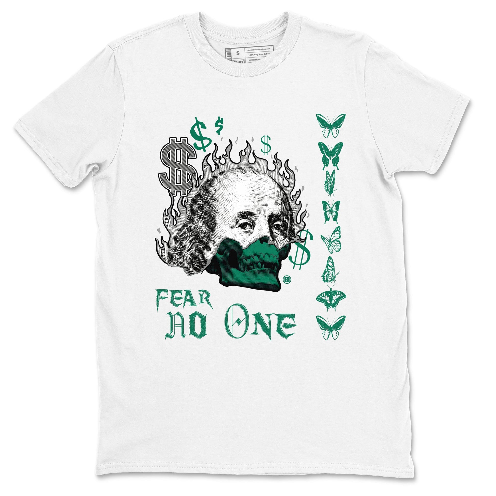 4s Oxidized Green shirts to match jordans Fear No One sneaker match tees Air Jordan 4 Oxidized Green SNRT Sneaker Tees streetwear brand White 2 unisex cotton tee