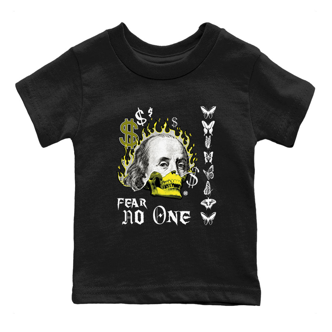 4s Vivid Sulfur shirt to match jordans Fear No One sneaker tees Air Jordan 4 Vivid Sulfur SNRT sneaker release tees baby toddler Black 2 cotton Shirt