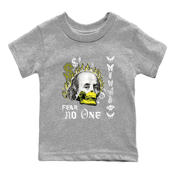 4s Vivid Sulfur shirt to match jordans Fear No One sneaker tees Air Jordan 4 Vivid Sulfur SNRT sneaker release tees baby toddler Heather Grey 2 cotton Shirt