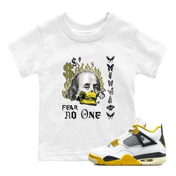 4s Vivid Sulfur shirt to match jordans Fear No One sneaker tees Air Jordan 4 Vivid Sulfur SNRT sneaker release tees baby toddler White 1 cotton Shirt
