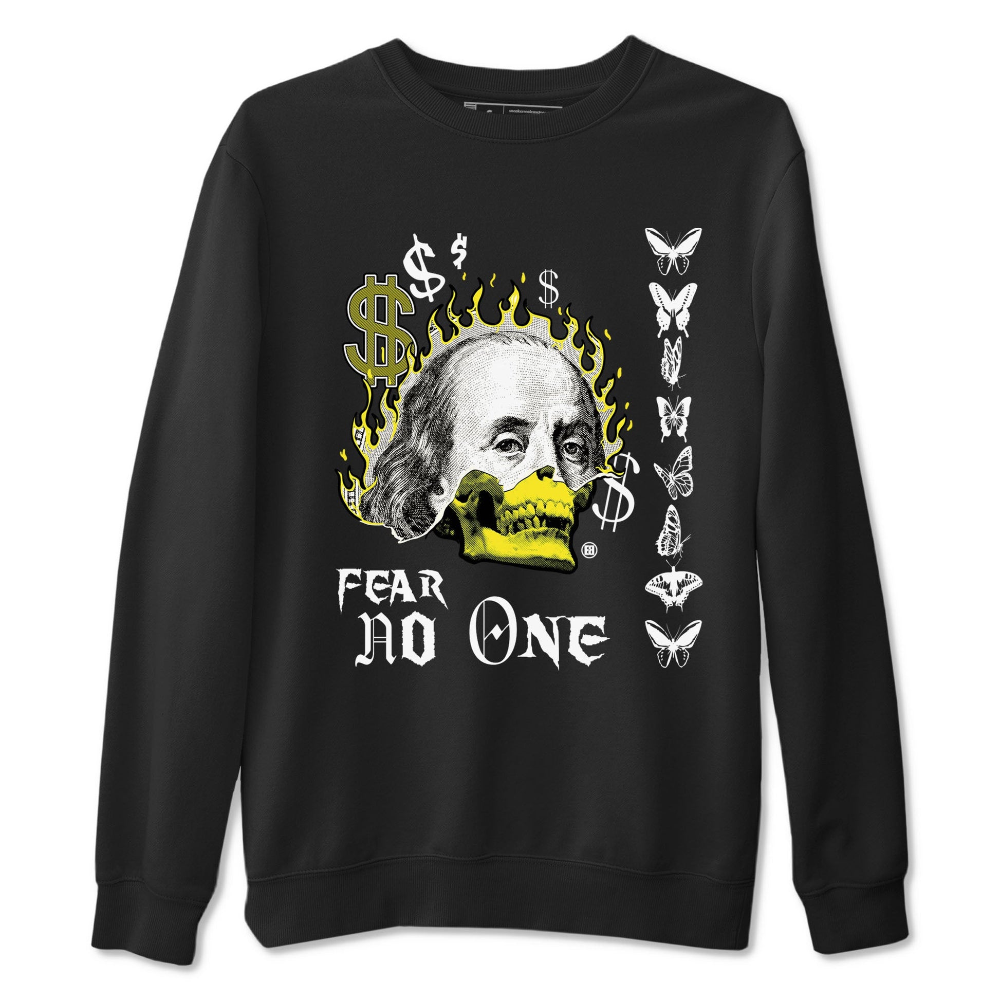 4s Vivid Sulfur shirt to match jordans Fear No One sneaker tees Air Jordan 4 Vivid Sulfur SNRT Sneaker Release Tees unisex cotton Black 2 crew neck shirt