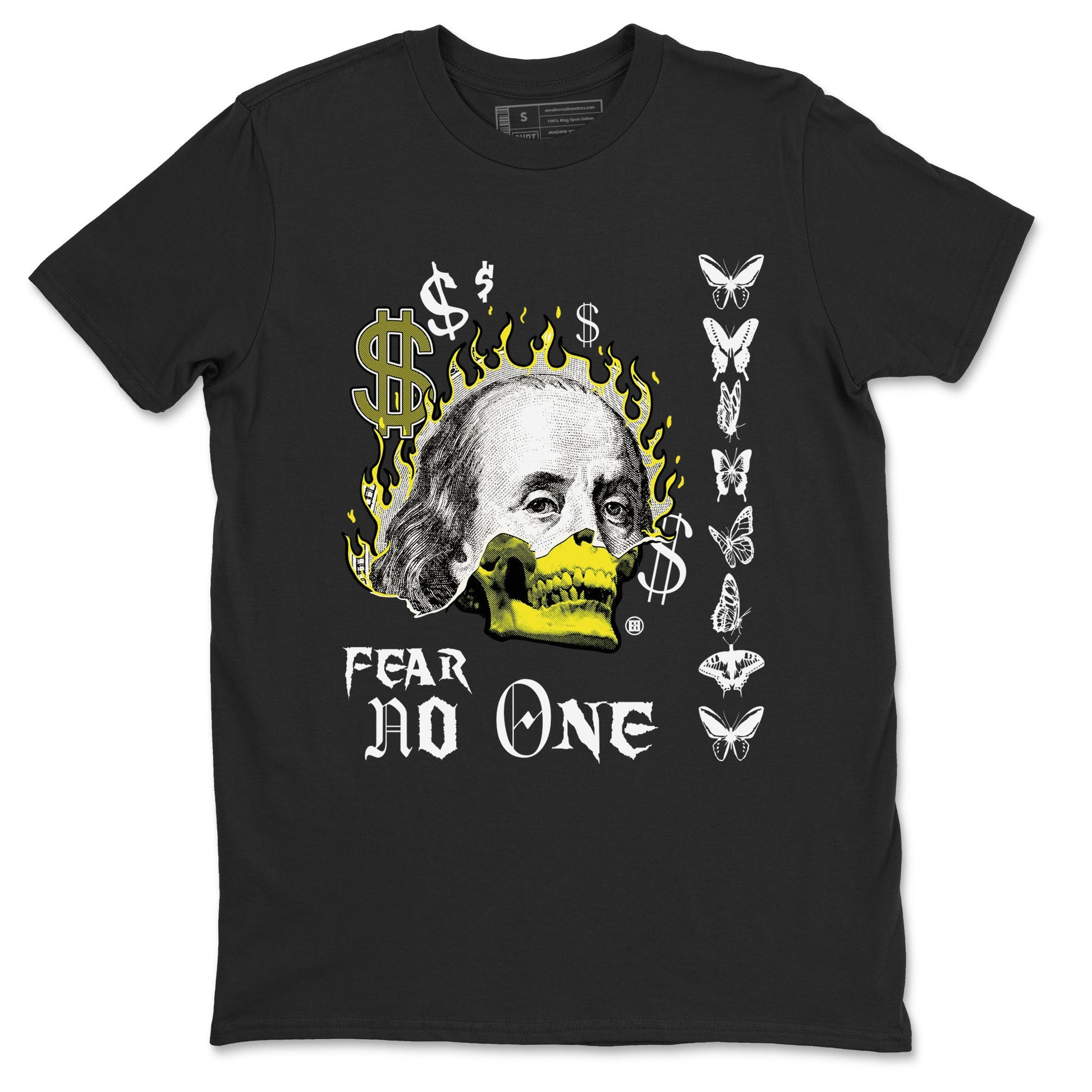4s Vivid Sulfur shirt to match jordans Fear No One sneaker tees Air Jordan 4 Vivid Sulfur SNRT Sneaker Release Tees unisex cotton Black 2 crew neck shirt