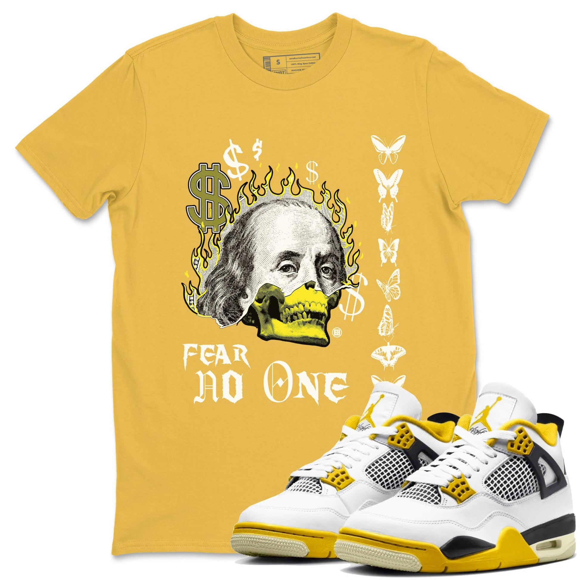4s Vivid Sulfur shirt to match jordans Fear No One sneaker tees Air Jordan 4 Vivid Sulfur SNRT Sneaker Release Tees unisex cotton Daisy 1 crew neck shirt